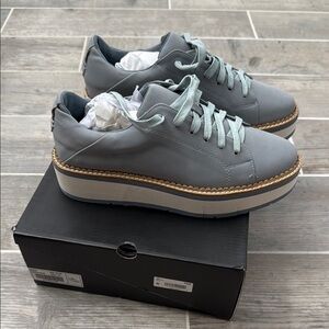 Chic Gray Leather Sneakers with Platform Shu Shop